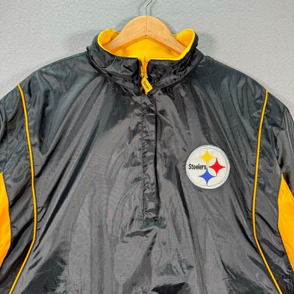 Pittsburgh Steelers Reversible Jacket‎ Mens Large Black Yellow NFL Team Apparel - Picture 4 of 15